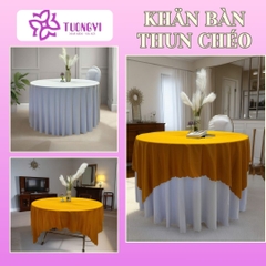 Khăn trải bàn tròn phủ chân 2 lớp THUN CHÉO