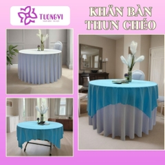 Khăn trải bàn tròn phủ chân 2 lớp THUN CHÉO