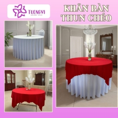 Khăn trải bàn tròn phủ chân 2 lớp THUN CHÉO