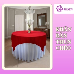 Khăn trải bàn tròn phủ chân 2 lớp THUN CHÉO