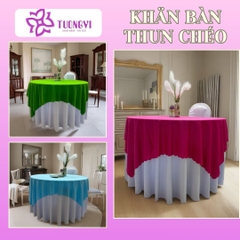Khăn trải bàn tròn phủ chân 2 lớp THUN CHÉO