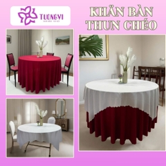 Khăn trải bàn tròn phủ chân 2 lớp THUN CHÉO