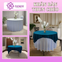 Khăn trải bàn tròn phủ chân 2 lớp THUN CHÉO