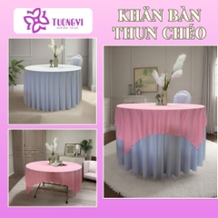 Khăn trải bàn tròn phủ chân 2 lớp THUN CHÉO