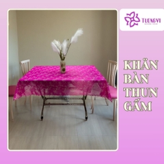 Khăn trải bàn tròn , hình chữ nhật thun gấm trúc mai