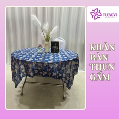 Khăn trải bàn tròn , hình chữ nhật thun gấm trúc mai