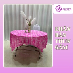 Khăn trải bàn tròn , hình chữ nhật thun gấm trúc mai