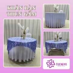 Khăn trải bàn tròn , hình chữ nhật thun gấm trúc mai
