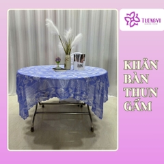Khăn trải bàn tròn , hình chữ nhật thun gấm trúc mai