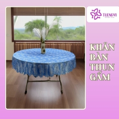 Khăn trải bàn tròn , hình chữ nhật thun gấm trúc mai