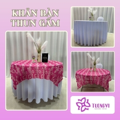 Khăn trải bàn tròn , hình chữ nhật thun gấm trúc mai