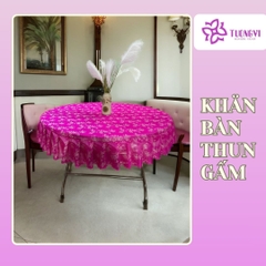 Khăn trải bàn tròn , hình chữ nhật thun gấm trúc mai