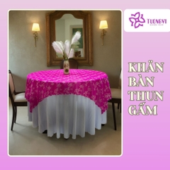 Khăn trải bàn tròn , hình chữ nhật thun gấm trúc mai