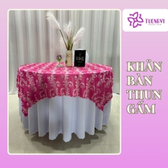 Khăn trải bàn tròn , hình chữ nhật thun gấm trúc mai