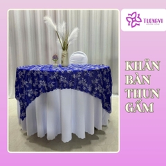 Khăn trải bàn tròn , hình chữ nhật thun gấm trúc mai