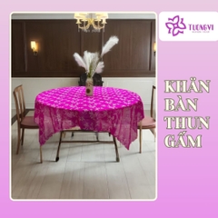 Khăn trải bàn tròn , hình chữ nhật thun gấm trúc mai