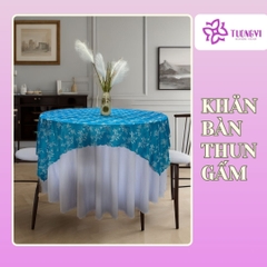 Khăn trải bàn tròn , hình chữ nhật thun gấm trúc mai