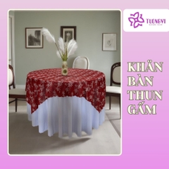 Khăn trải bàn tròn , hình chữ nhật thun gấm trúc mai