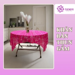 Khăn trải bàn tròn , hình chữ nhật thun gấm trúc mai