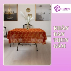 Khăn trải bàn tròn , hình chữ nhật thun gấm trúc mai