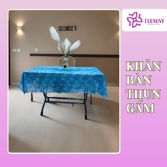 Khăn trải bàn tròn , hình chữ nhật thun gấm trúc mai