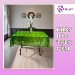 Khăn trải bàn tròn , hình chữ nhật thun gấm trúc mai