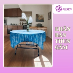 Khăn trải bàn tròn , hình chữ nhật thun gấm trúc mai