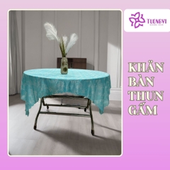 Khăn trải bàn tròn , hình chữ nhật thun gấm trúc mai