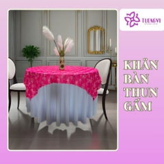 Khăn trải bàn tròn , hình chữ nhật thun gấm trúc mai