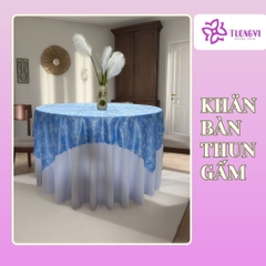 Khăn trải bàn tròn , hình chữ nhật thun gấm trúc mai