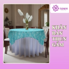 Khăn trải bàn tròn , hình chữ nhật thun gấm trúc mai