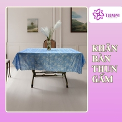 Khăn trải bàn tròn , hình chữ nhật thun gấm trúc mai