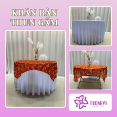 Khăn trải bàn tròn , hình chữ nhật thun gấm trúc mai