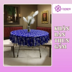 Khăn trải bàn tròn , hình chữ nhật thun gấm trúc mai
