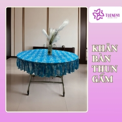 Khăn trải bàn tròn , hình chữ nhật thun gấm trúc mai