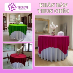 Khăn trải bàn tròn phủ chân 2 lớp THUN CHÉO
