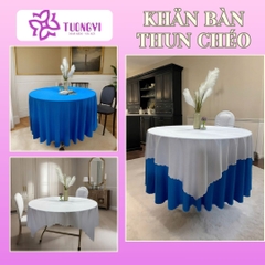 Khăn trải bàn tròn phủ chân 2 lớp THUN CHÉO