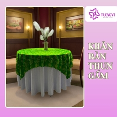 Khăn trải bàn tròn , hình chữ nhật thun gấm trúc mai