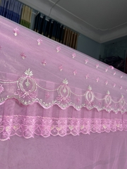 Mùng ngủ cột dây 4 góc vải tuynh lạnh , dày , mềm chống muỗi , côn trùng có cửa và không cửa nhiều màu