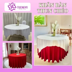 Khăn trải bàn tròn phủ chân 2 lớp THUN CHÉO