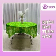 Khăn trải bàn tròn , hình chữ nhật thun gấm trúc mai