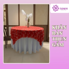Khăn trải bàn tròn , hình chữ nhật thun gấm trúc mai