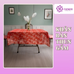 Khăn trải bàn tròn , hình chữ nhật thun gấm trúc mai
