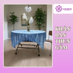 Khăn trải bàn tròn , hình chữ nhật thun gấm trúc mai