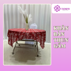 Khăn trải bàn tròn , hình chữ nhật thun gấm trúc mai