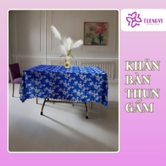 Khăn trải bàn tròn , hình chữ nhật thun gấm trúc mai