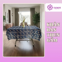 Khăn trải bàn tròn , hình chữ nhật thun gấm trúc mai