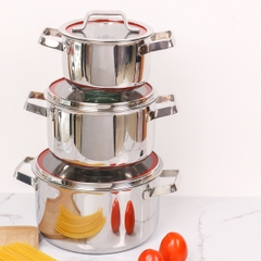 Bộ 3 nồi Inox 304 liền khối Kalpen Emer EM1 16-20-24cm