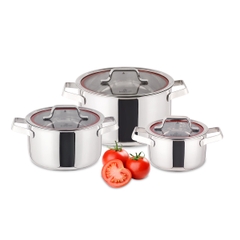 Bộ 3 nồi Inox 304 liền khối Kalpen Emer EM1 16-20-24cm