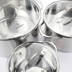 Bộ 3 nồi Inox 5 lớp đáy Kalpen Slamer SM1 16-20-24cm